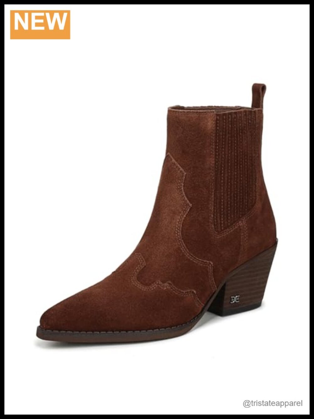 Sam Edelman West Ankle Bootie, Pointed Toe, Leather, Cuban Heel, Pull-On